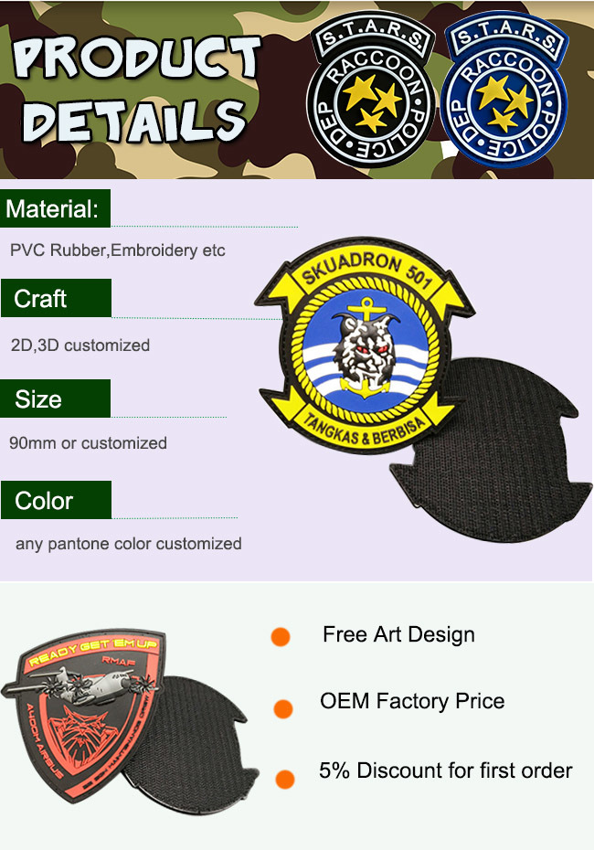 Promotion Custom Military 3D Logo Garment Label PVC Rubber Patch for Clothing (PT04)
