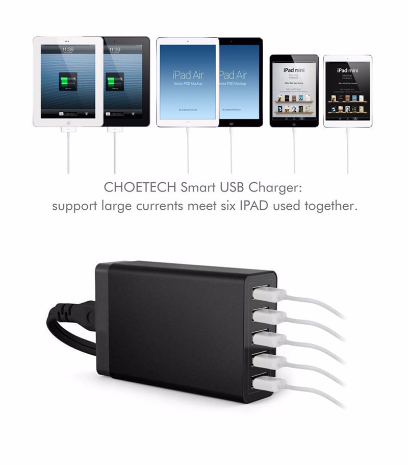 Muti-Function Travel Quick Charger with 5-Port USB