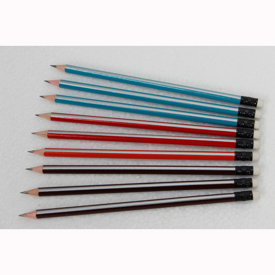 High Quality Triangular Pencils with Black Ferrule and White Eraser