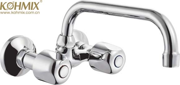 New Design High Quality Double Handle Wall Sink Faucet
