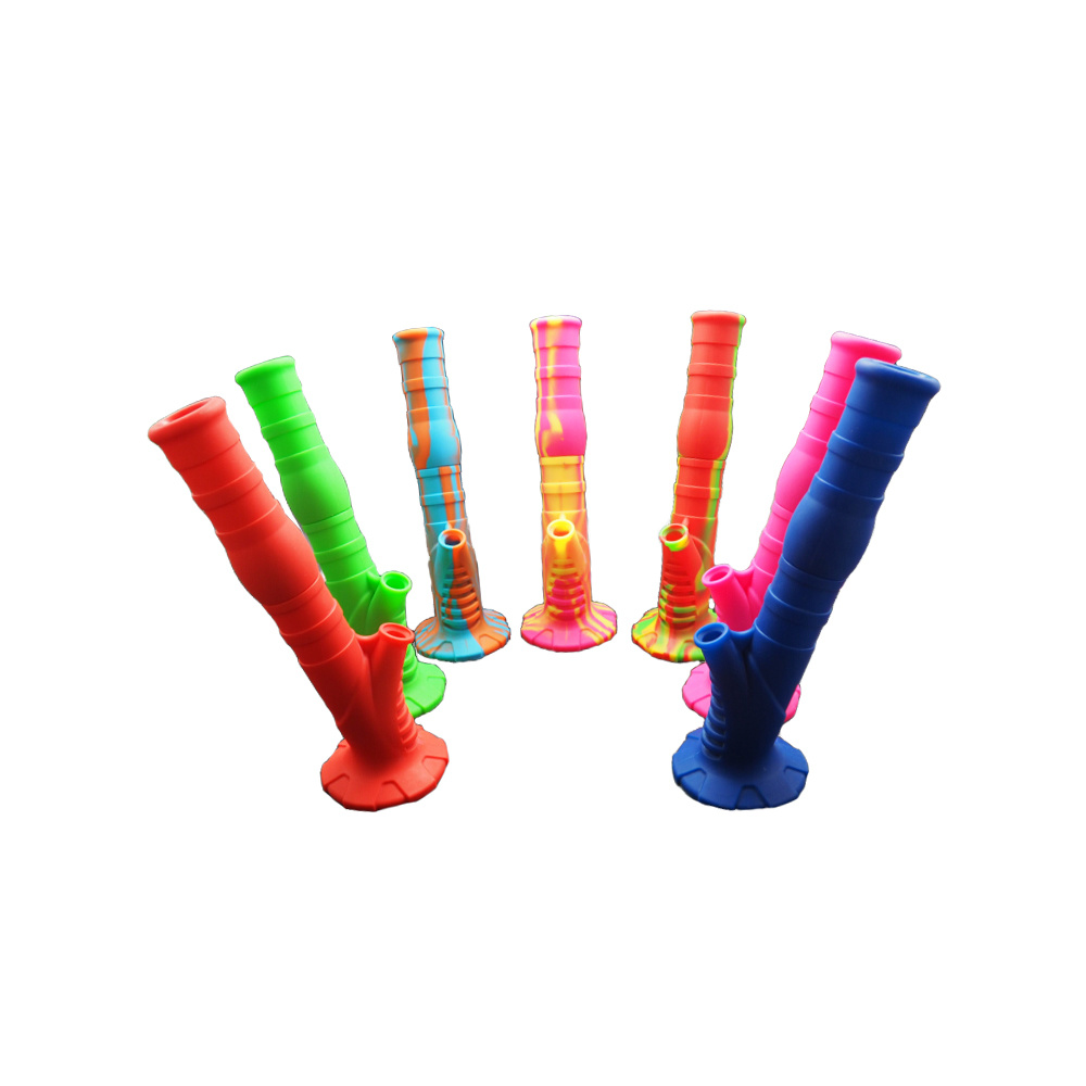 Wholesale Colorful Printing Newest Portable Unbreakable Silicone Pipes Water Pipe Smoking Water Pipes Washable Foldable Colorful Beaker Pipes