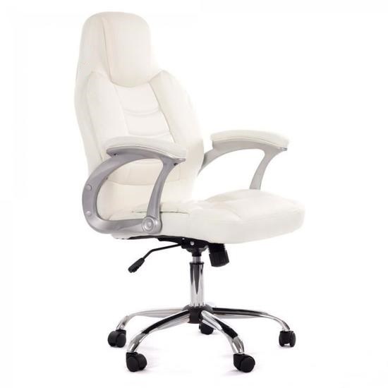 Deluxe Ergonomic High-Back White Executive PU Leather Office Chair (LSA-013)