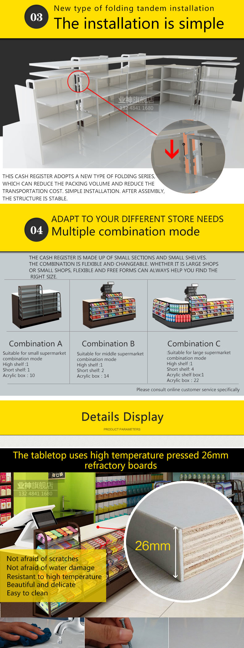 Supermarket &Retail Store Cashier Checkout Counter Design with High Quality