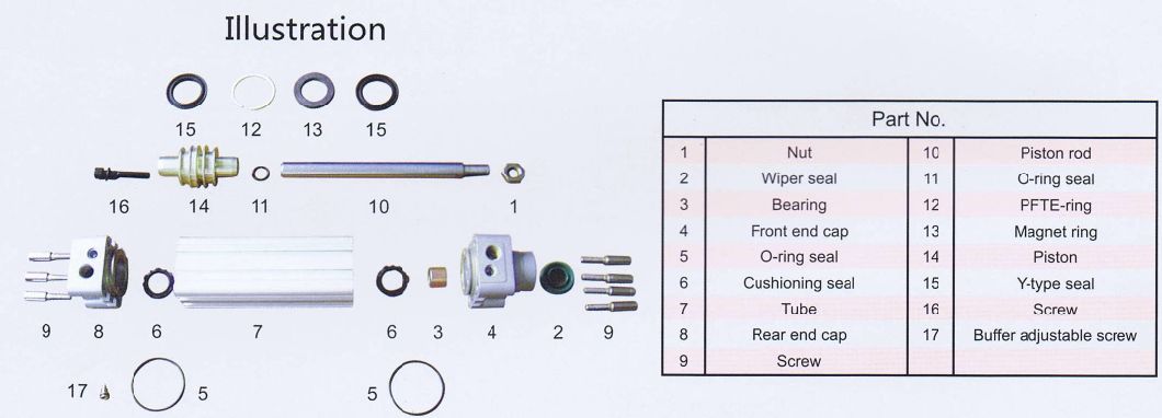 DNC Festo Model ISO 15552 Standard Double Acting Magnetic Pneumatic Cylinder