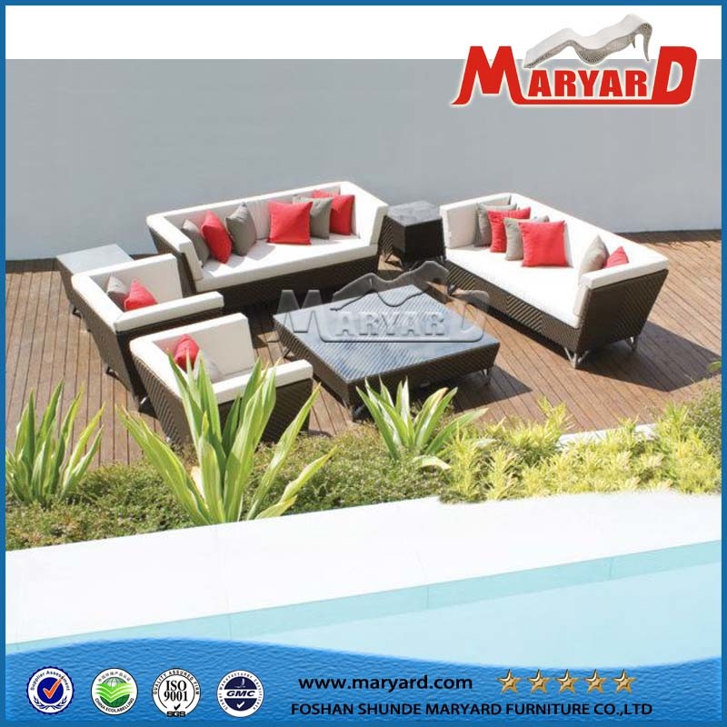 UV Resistent Flat PE Rattan Aluminium Wicker Sectional Garden Sofa