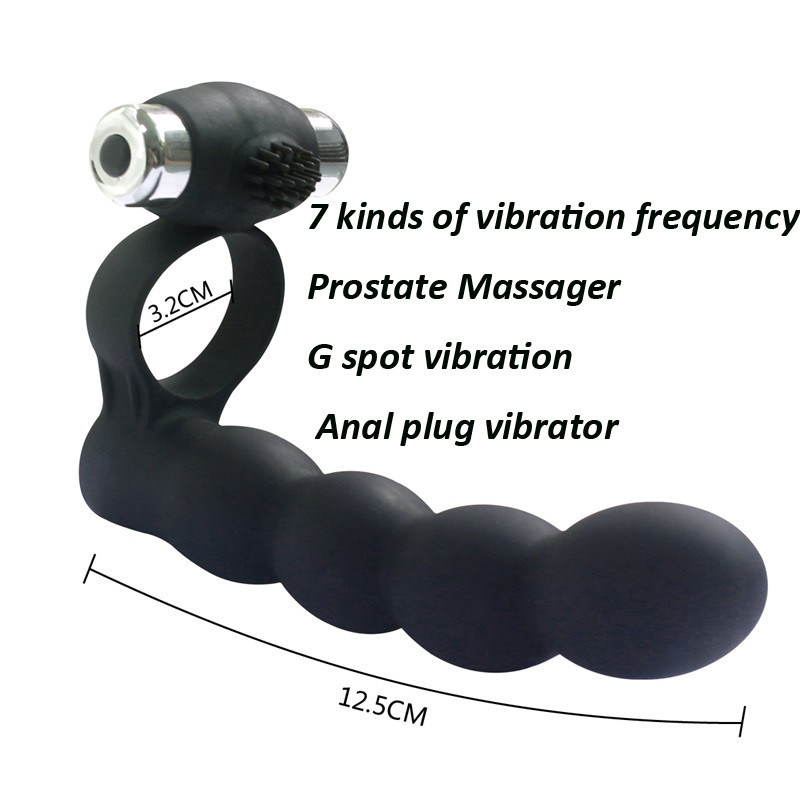 Long Anal Plug Vibrator Prostata Stimulation Cock Ring Sex Toy for Male