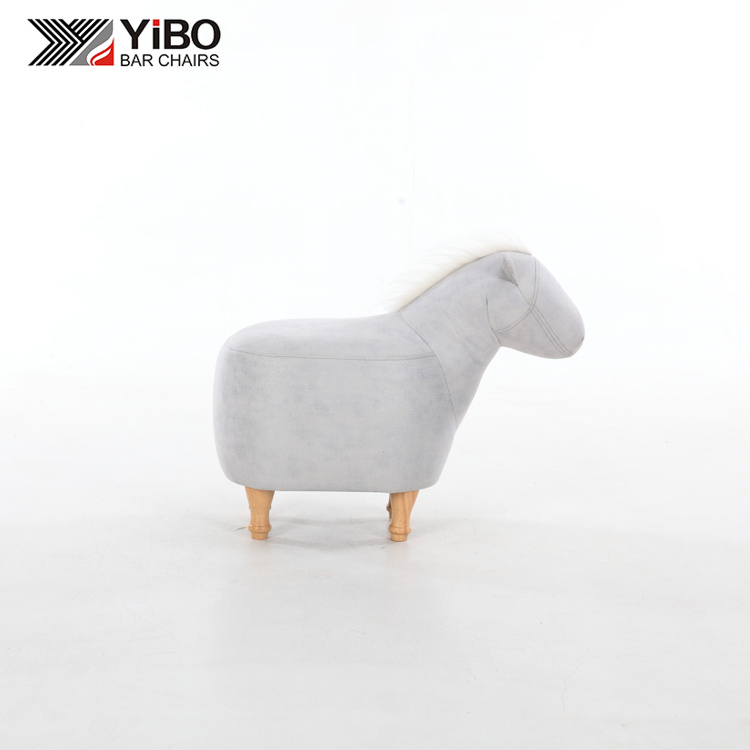 Animal Horse Children's Seat Faux Leather Footstool for Living Room