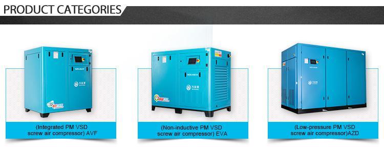 37kw Industrial Oilless Oil Injected Stationary 15% Energy Saving Rate VSD Rotary Screw Air Compressor