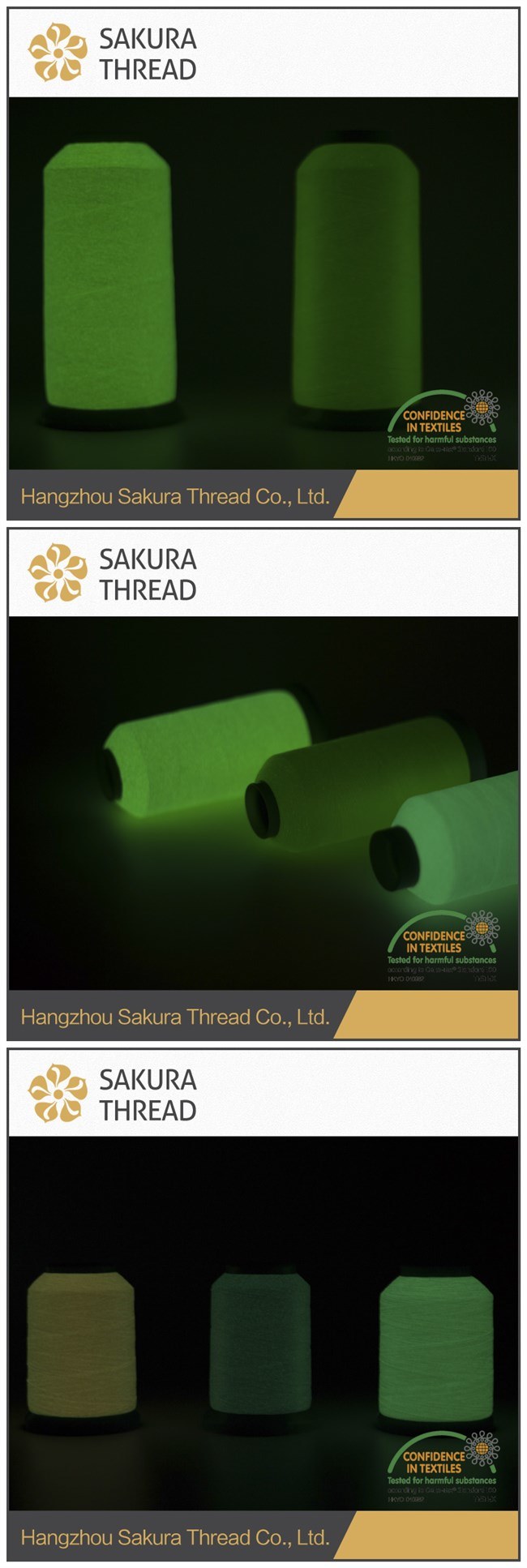 Oeko-Tex100 1 Class Low Shrinkage Polyester Luminous Thread