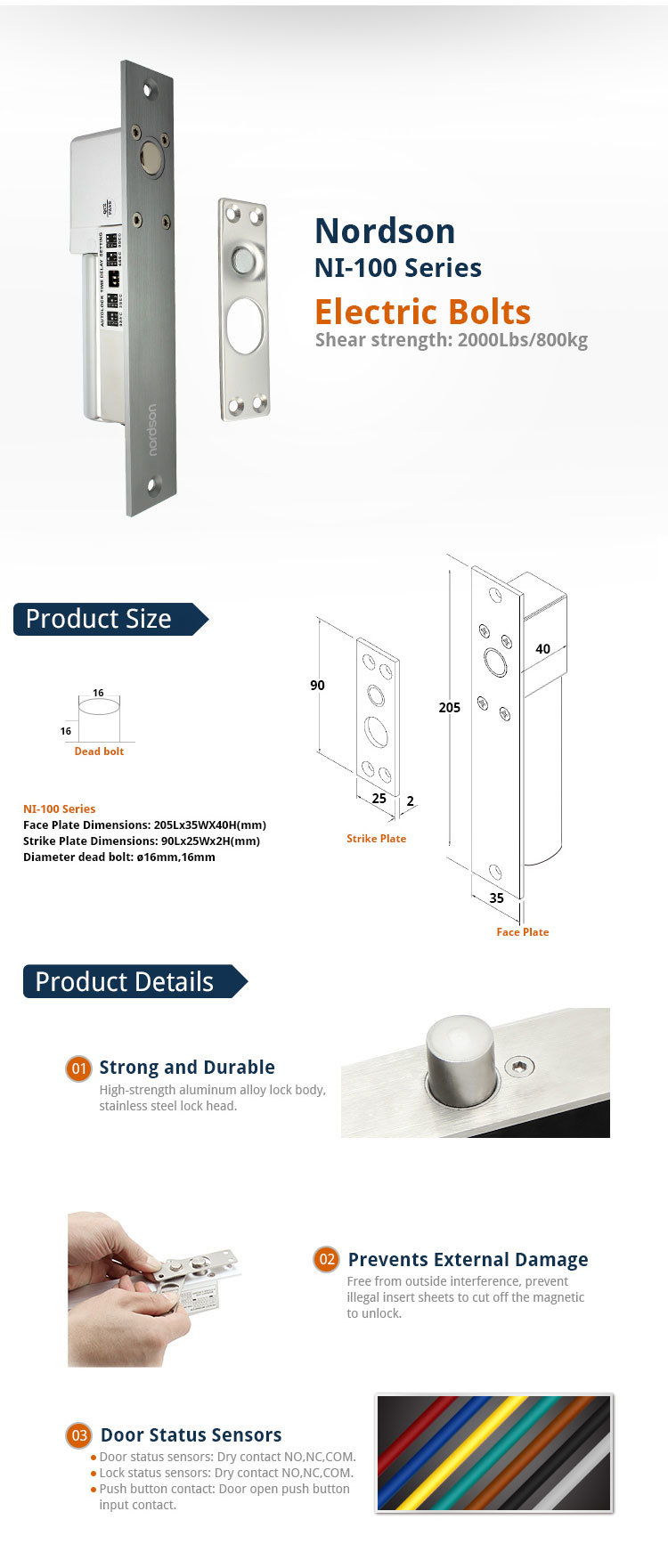 Ni-100A 2 Line High-Quality Aluminum Alloy Panel Sliding Door Lock for Access Control