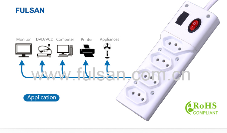 Brazil Extension Electrical Socket with Inmetro Certificate