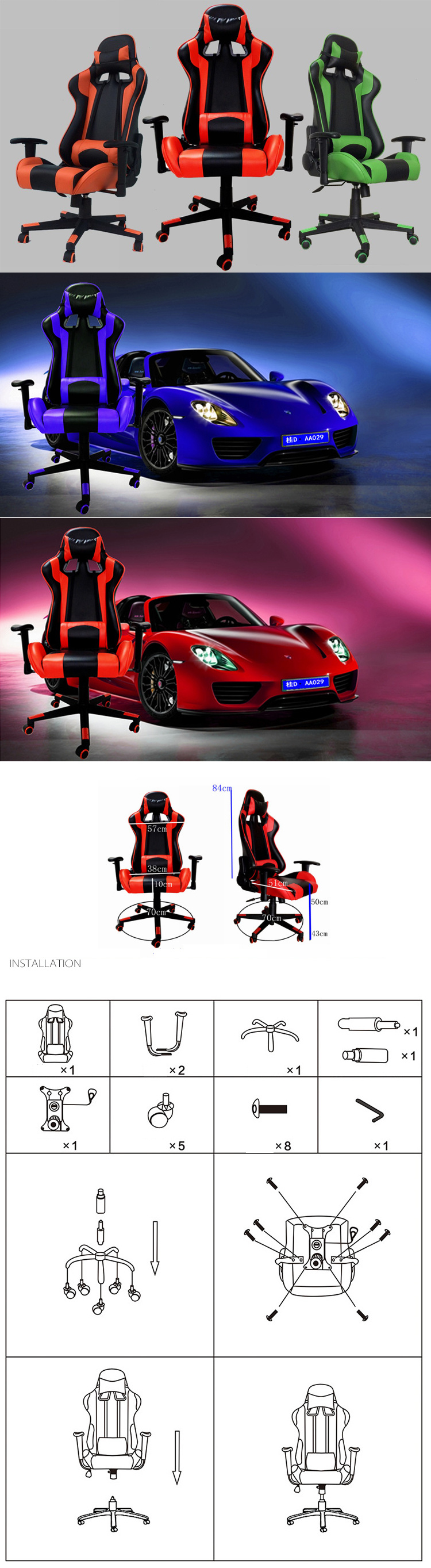 Good Quality Cheap Ergonomic PC Racing Gaming Office Chair