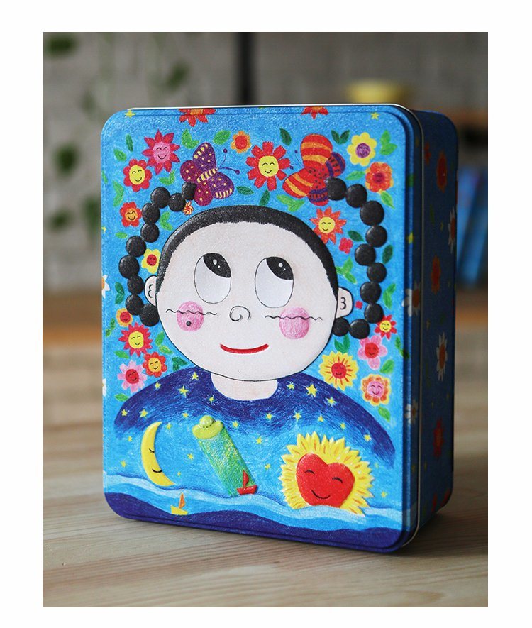 Hand-Painted Lunch Tin Box 3D Embossed