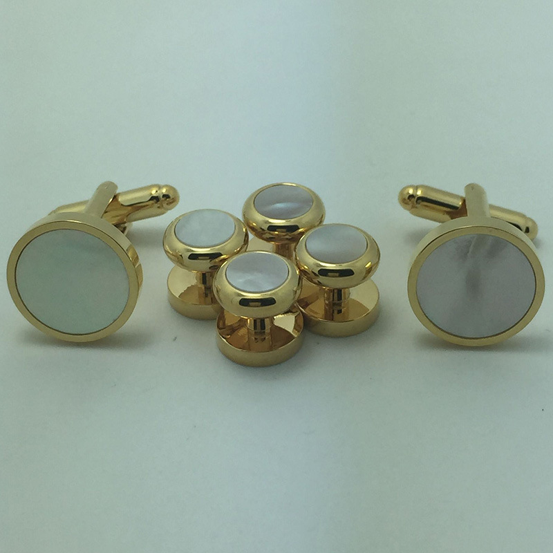 Brass Sea Shell Tuxedo Cufflink Collar Studs