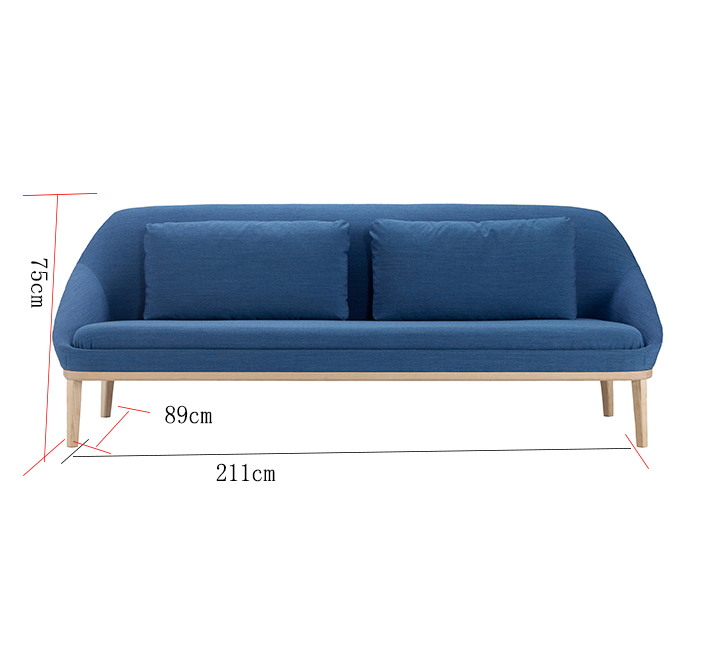 2018 Fashion Soft Modern Blue 2 Seat Home Furniture Sofa for Living Room