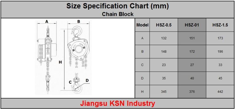 1t 2t 5ton 10ton Kixio Chain Hoist, Manual Chain Blocks