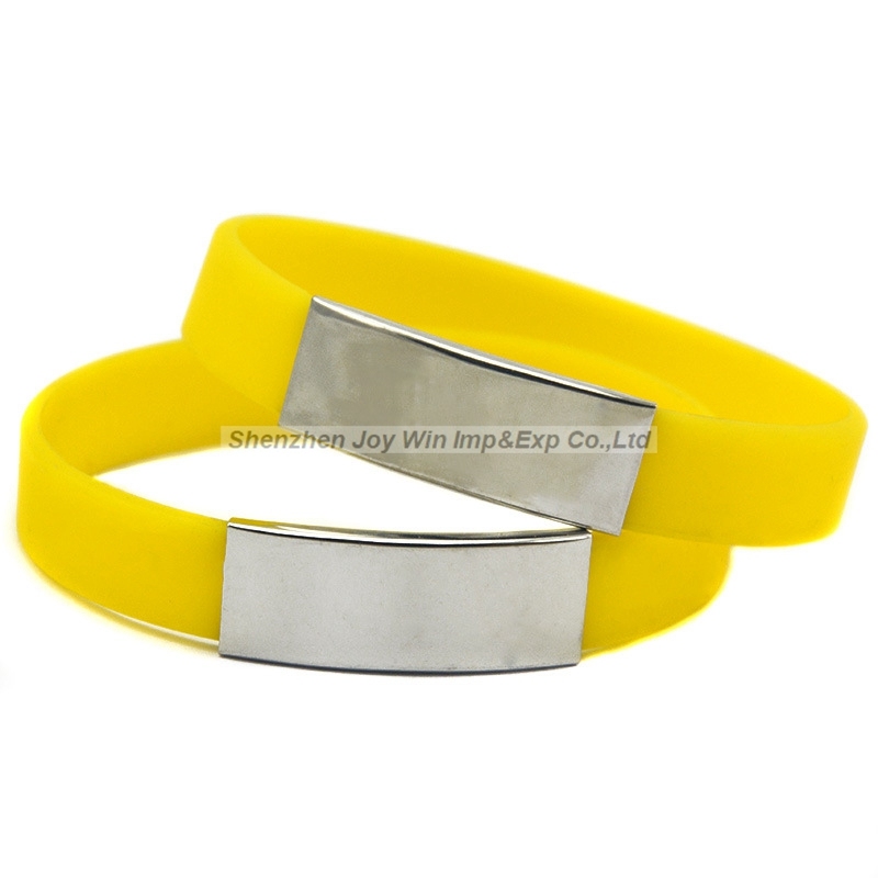 Promotional Customized Logo Bangle Metal Silicone Bracelets