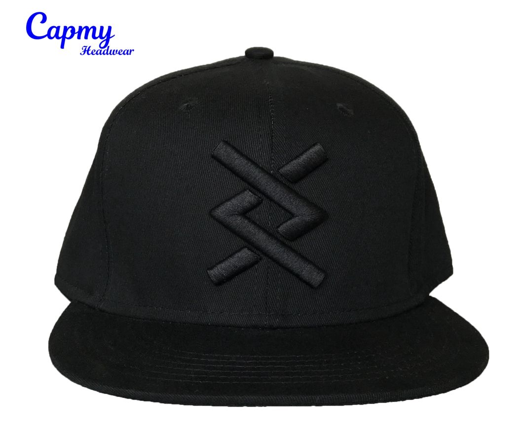 Adult Size Baseball Cap with Black 3D Embroidery Logo Cap