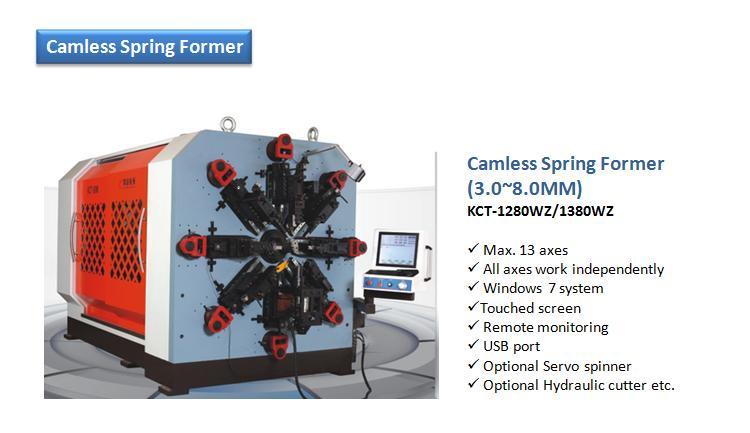 KCT-1280WZ 8mm Camless CNC Spiral Versatile Spring Rotating Forming Machine&Extension/Torsion Spring Making Machine