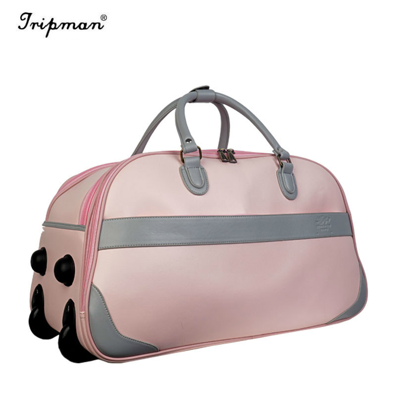 3PCS Fashionable Trolley Luggage Set Pink Lady Travel Duffel Bags