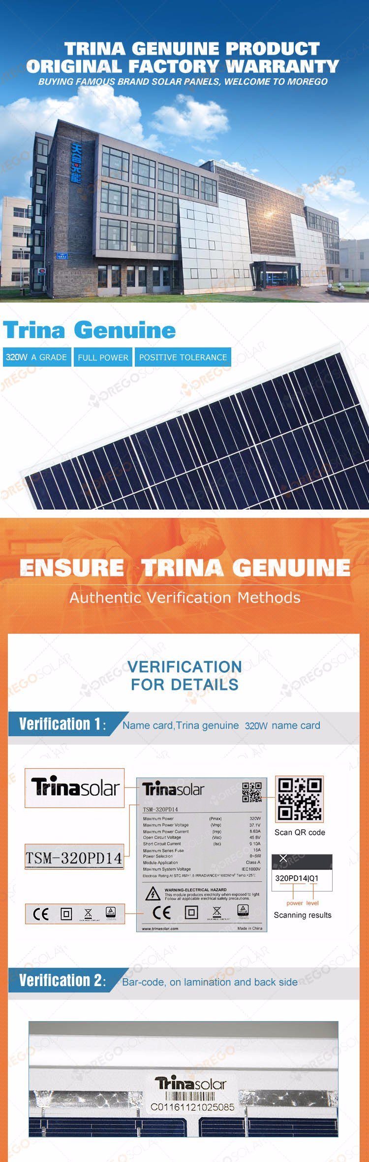 Trina PV Solar Product 315W-325W for Solar Panel System