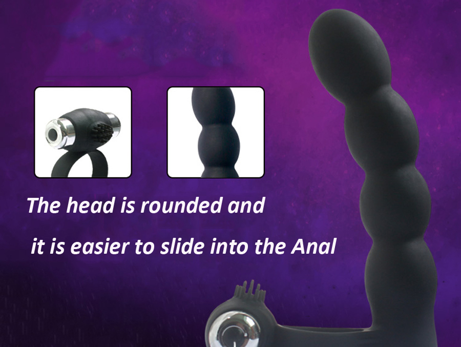 Long Anal Plug Vibrator Prostata Stimulation Cock Ring Sex Toy for Male