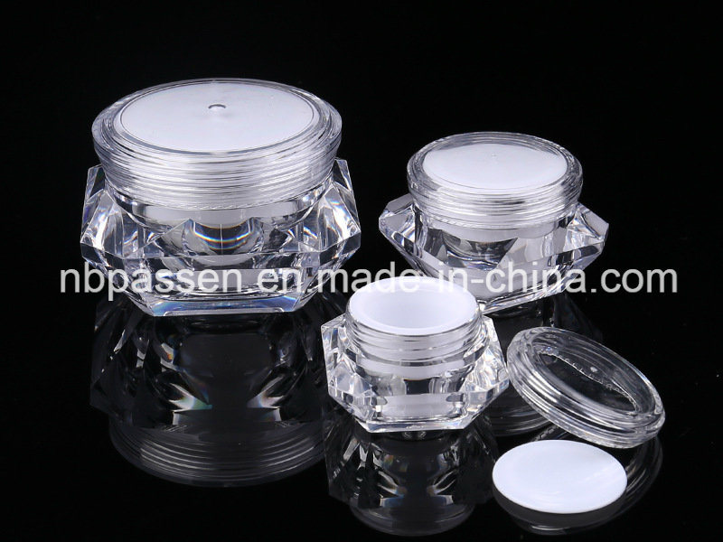 5g, 10g, 15g Diamond Acrylic Jar Plastic Jar for Cosmetic Packaging