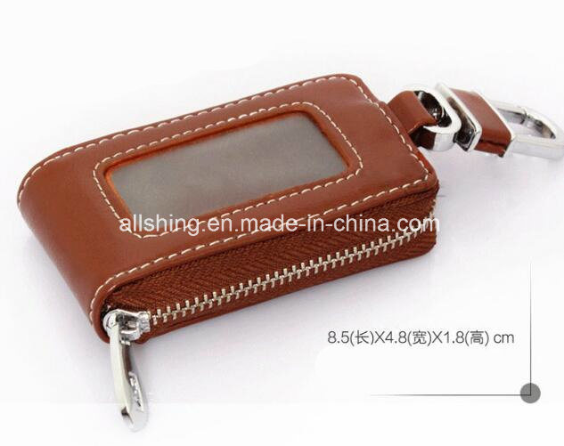 Leather Key Wallet -Premium Zipper Genuine Leather Car Keychain for Benz