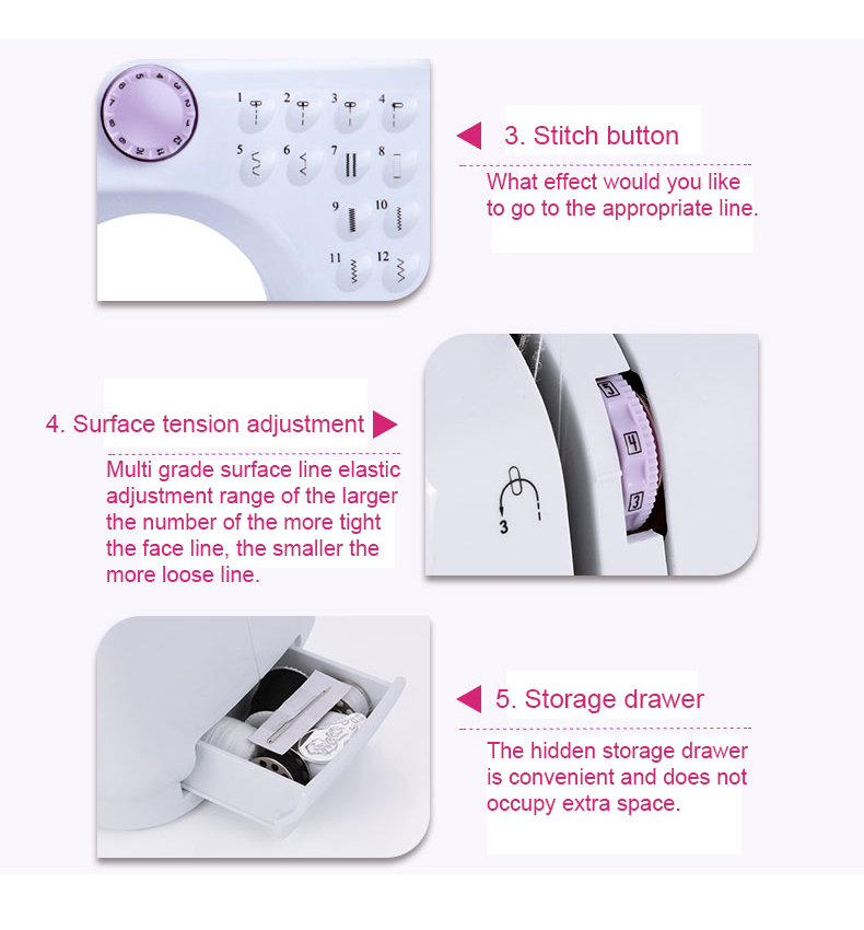 Mutltifunction Domestic Sewing Machine with 12 Stitch Patterns (FHSM-505)