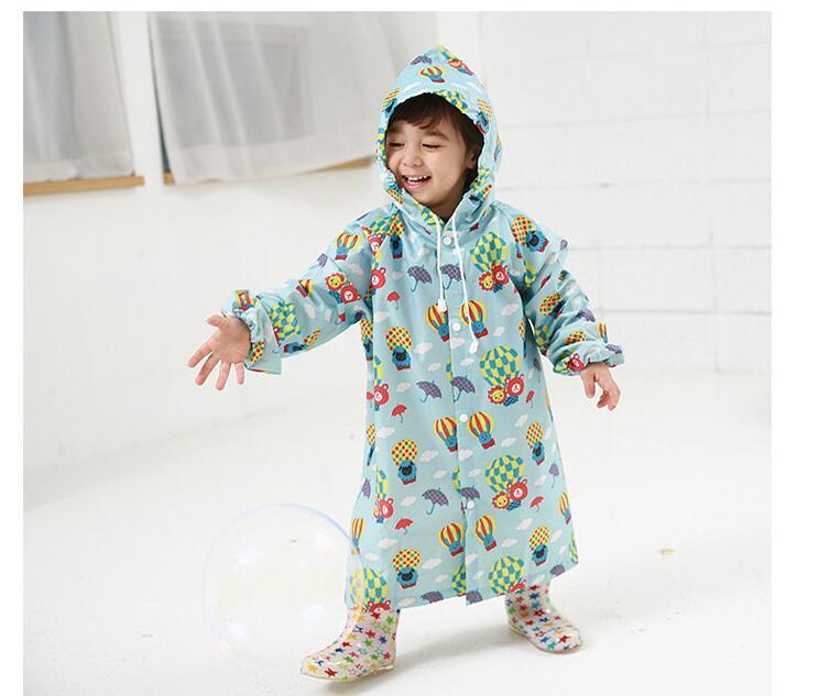 2~6 Years Old Baby Kids Hooded Jacket Children Girl Boy Rain Coat Poncho Raincoat Cover Cartoon Balloon Print Tour Rainwear 2018