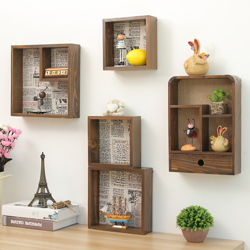 Creative Wooden Storage Rack Hook Shelves Storage Rack Bathroom Racks Kitchen Wooden Rack