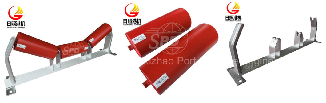 SPD High Performance Trough Carry Steel Belt Conveyor Idler Roller and Frame for Concrete Plant