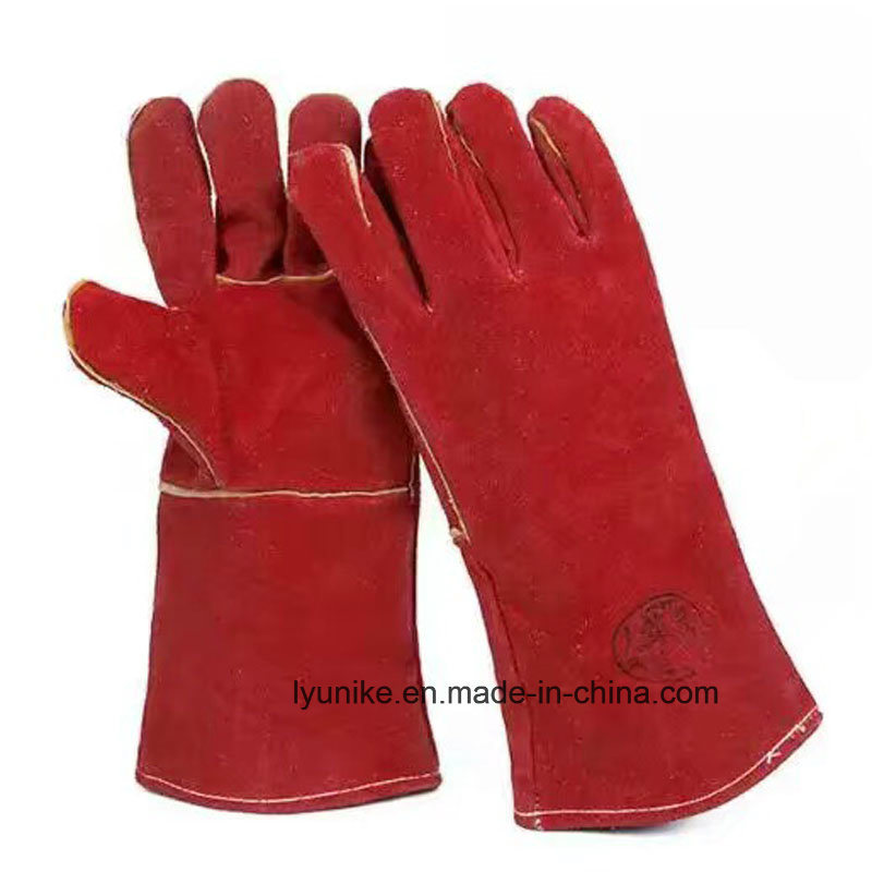 Red Heat Insulated Leather Construction & Welding Gloves