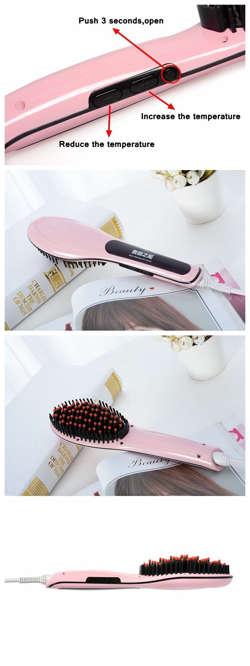 Original LCD Ceramic Electronic Hair Straightener Comb