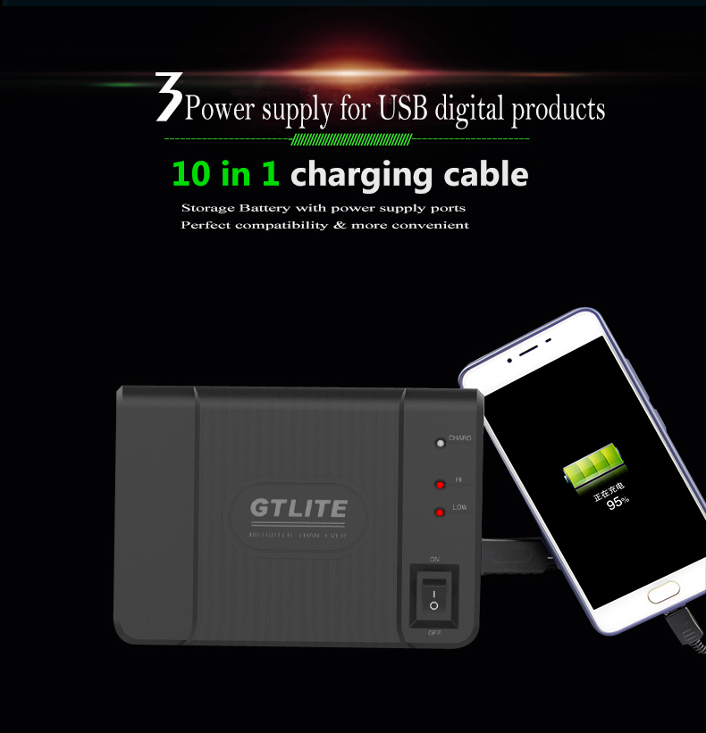 Black Solar Home Light System, USB Cable, Charging for Smart Phone or Other Household Appliances