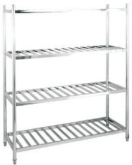 Stainless Steel Robust Construction Warehouse Industrial Round Tube Easy Assemble 4 Tier Storage Racks