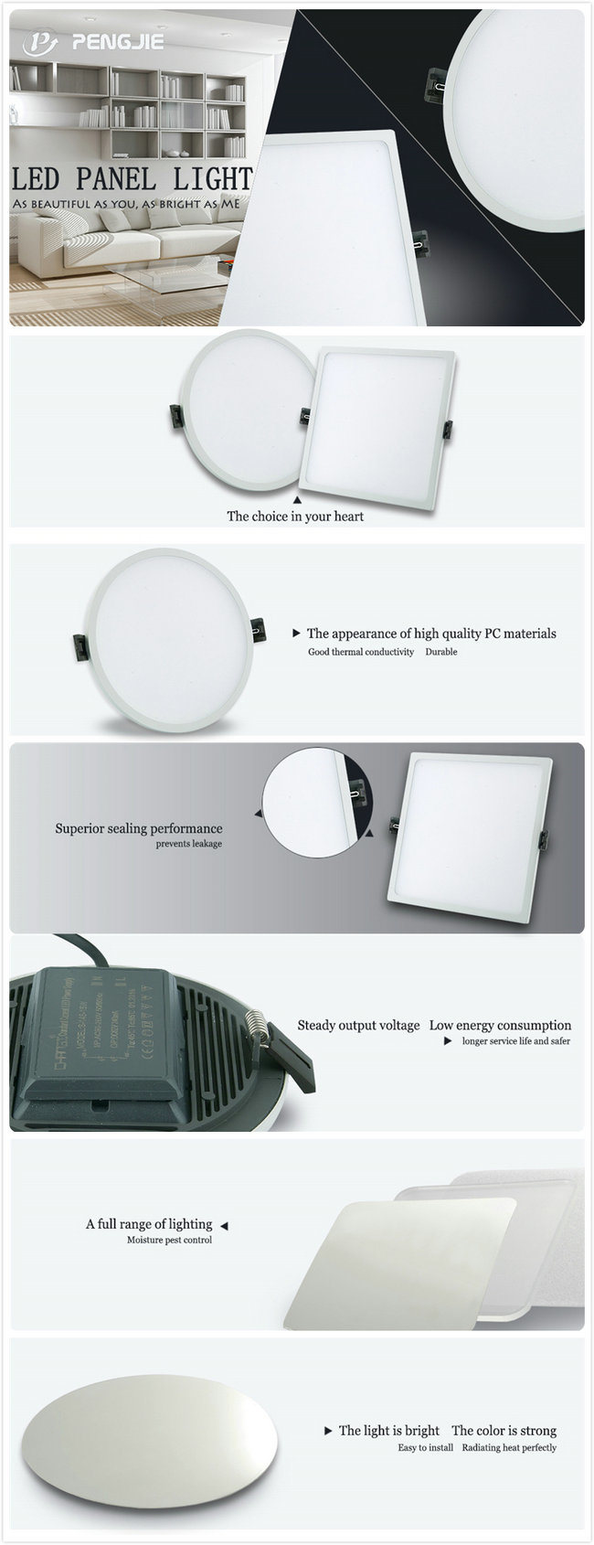 22W Ultra Narrow Edge LED Panel Light for Indoor Lighting