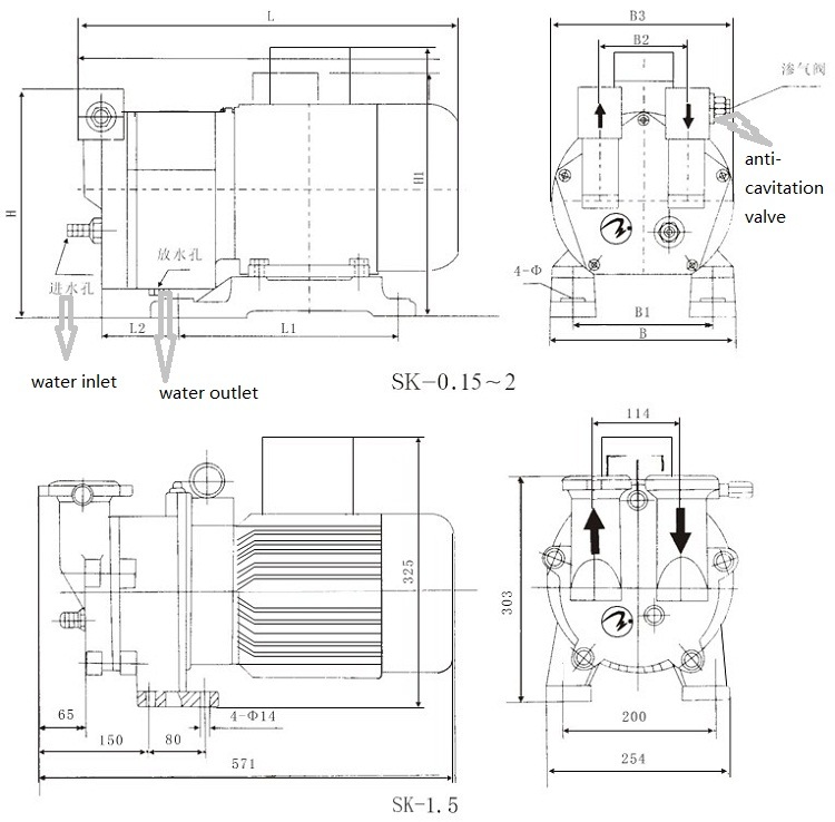 0.55kw Liquid Ring Vacuum Pump