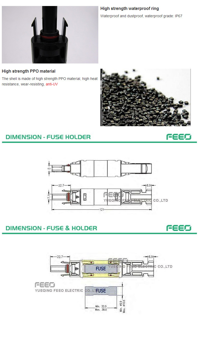 Electric Thermal DC Solar PV Fuse 24V