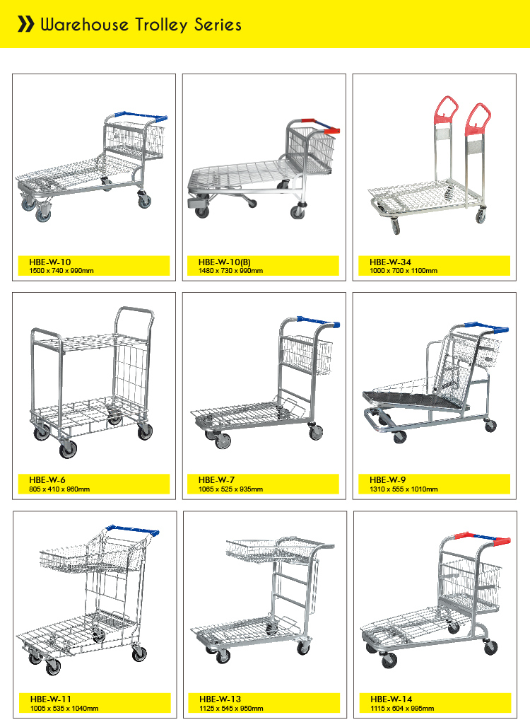 Foldable Supermarket Heavy Duty Folding Warehoue Cargo Trolley