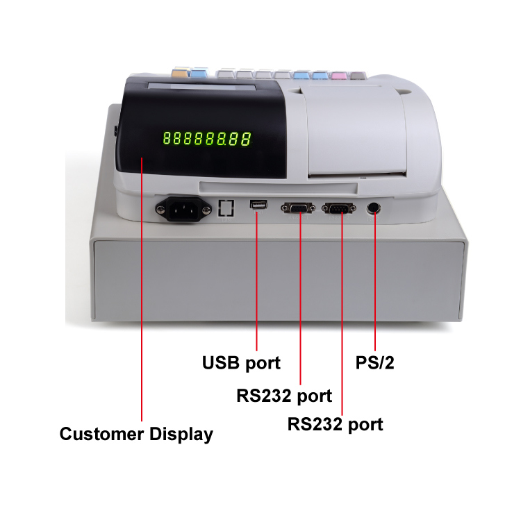 Bimi Keyboard Type Electronic Cash Register Built-in Software with 58mm Thermal Receipt Printer