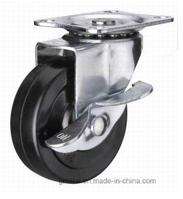 Top Plate Solid Rubber Castor with Side Brake
