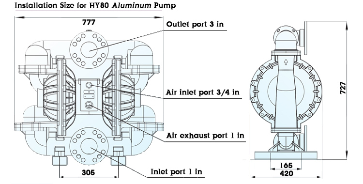 Double Pneumatic Diaphragm Pump for Pumping Engine Solar Oil