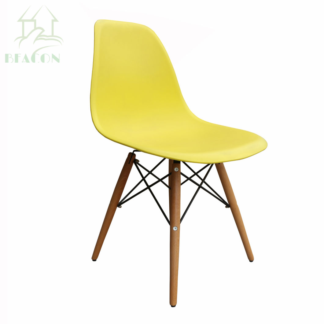 Modern Plastic Dining Chair with Wood Leg