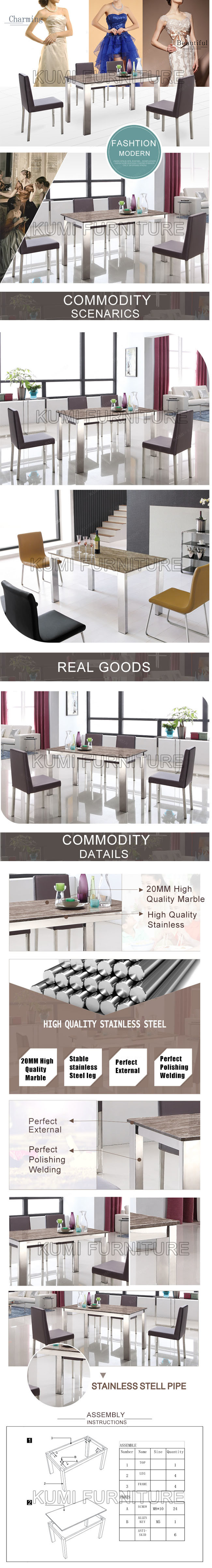 Metal Marble Dining Table with Living Room Furniture