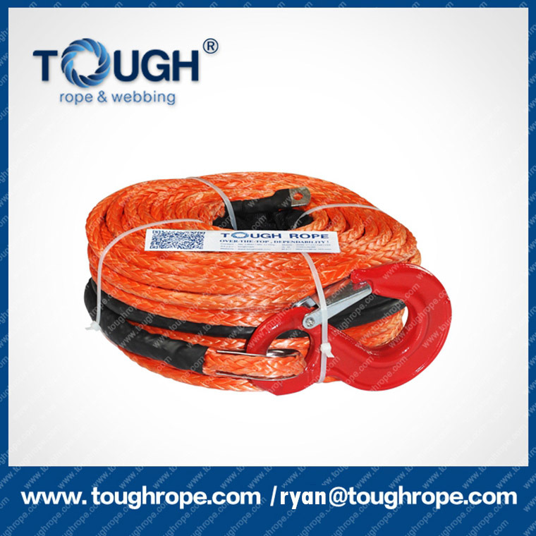 Synthetic UHMWPE Winch Rope with Hook, Thimble, One Meter Protective Sleeve as Full Set for Electric Winch (winch rope)