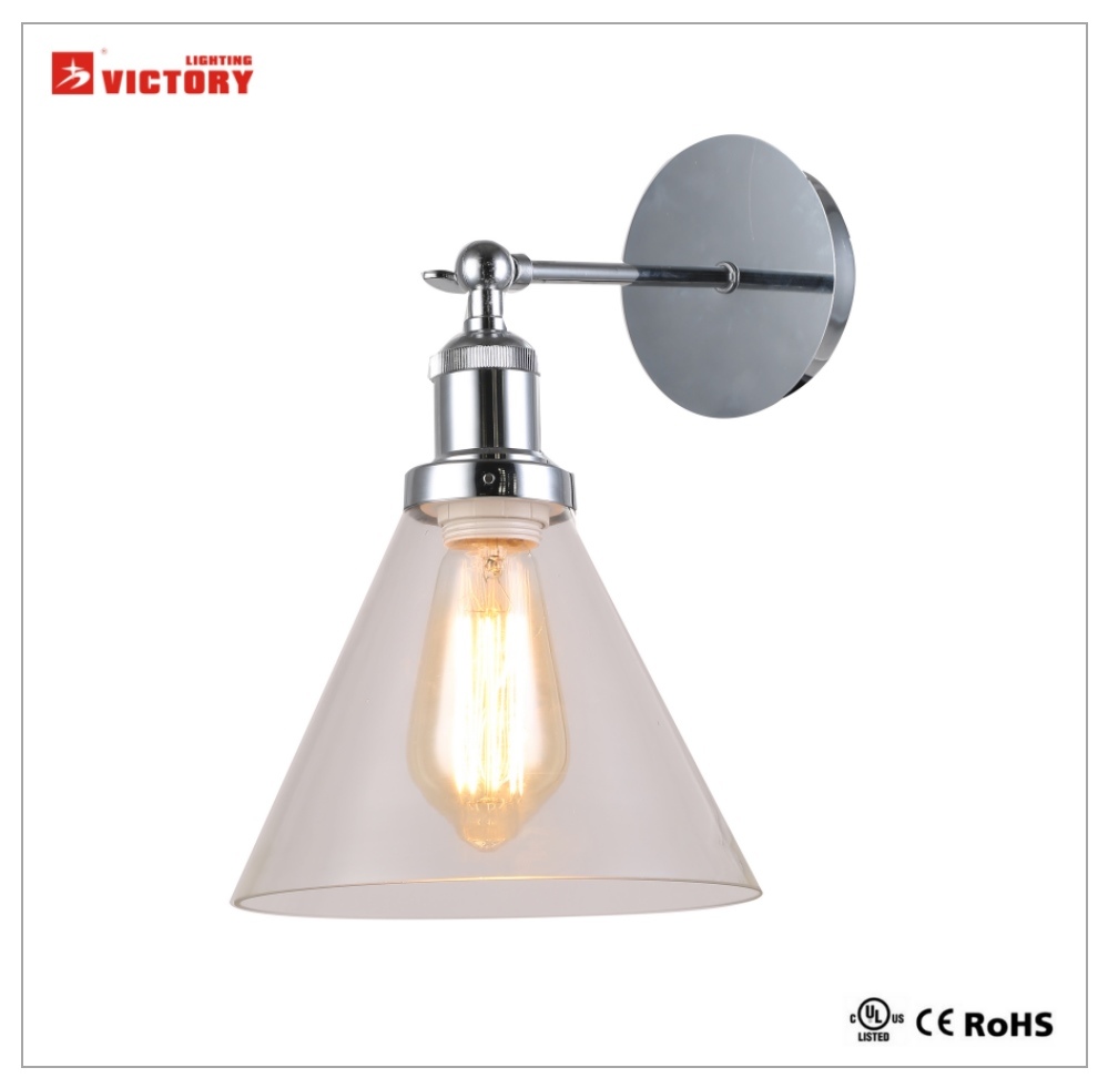 Modern Round Glass and Chrome Metal Wall Light W-3628