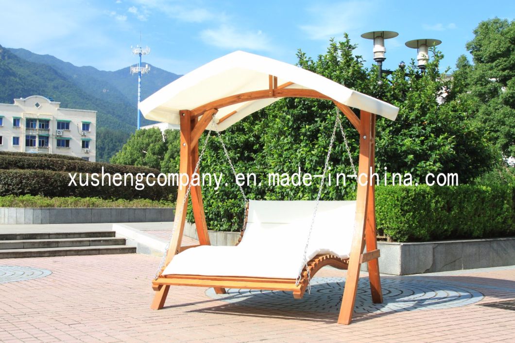 Garden Outdoor Furniture Wooden Tent Type Double Swing Chair