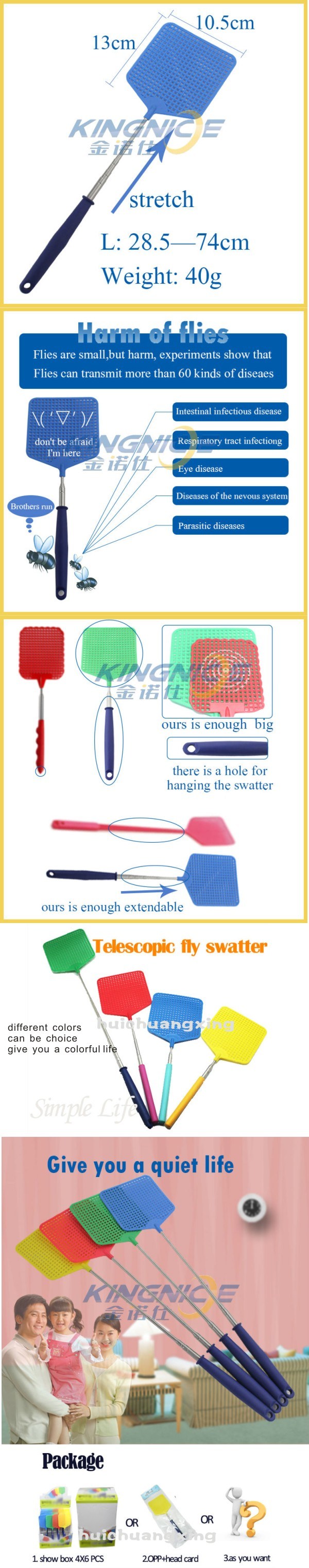 Big Size Hot Sale Stainless Steel Extendable Fly Swatter, Telescopic Mosquito Killer, Telescopic Fly Swatter