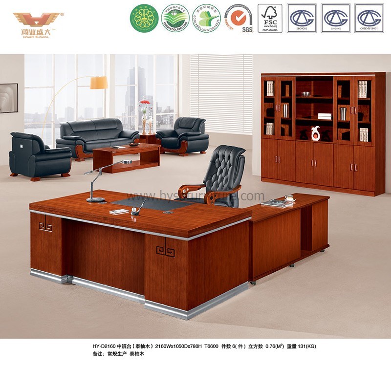 Office Furniture Teak Veneer Wooden Table Executive Office Desk